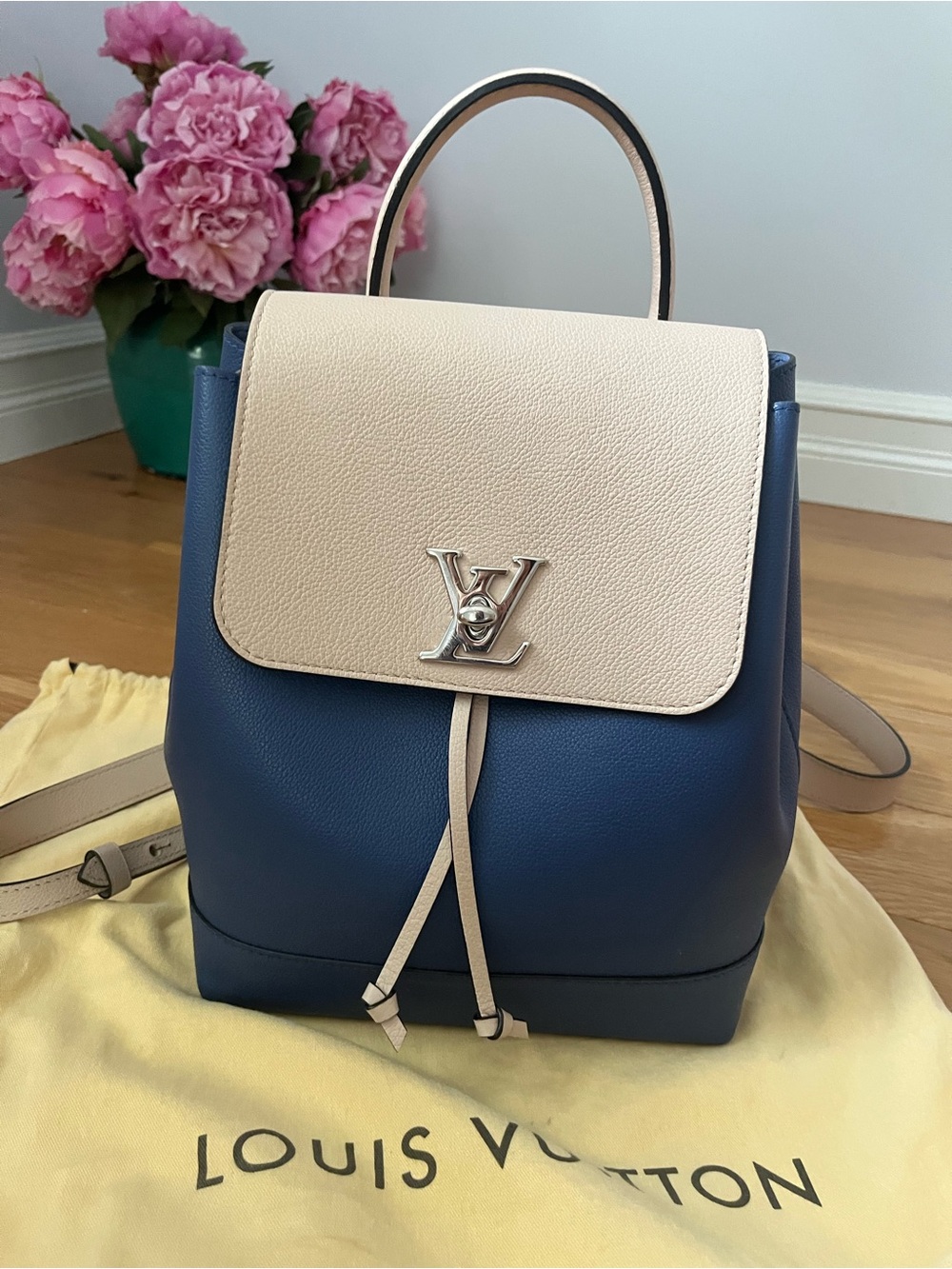 LOUIS VUITTON BLUE TAURILLION LEATHER LOCKME BACKPACK